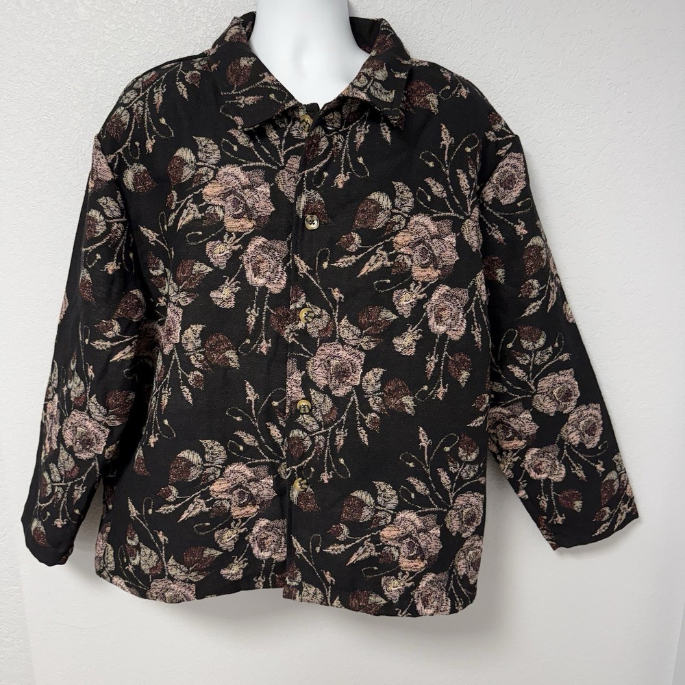 NWT Massive Luxury Edition Tapestry Jacket Mens L Black Floral Rose Baroque